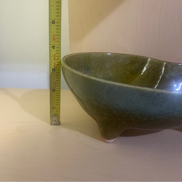 Unique Pair of Glazed Earthy Ceramic Planters - Vintage Tri-Footed Planters - Picture 8 of 14